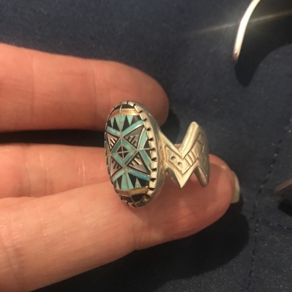 Roderick & Marilyn Tenorio SS Gemstone Inlay Ring - Picture 7 of 16